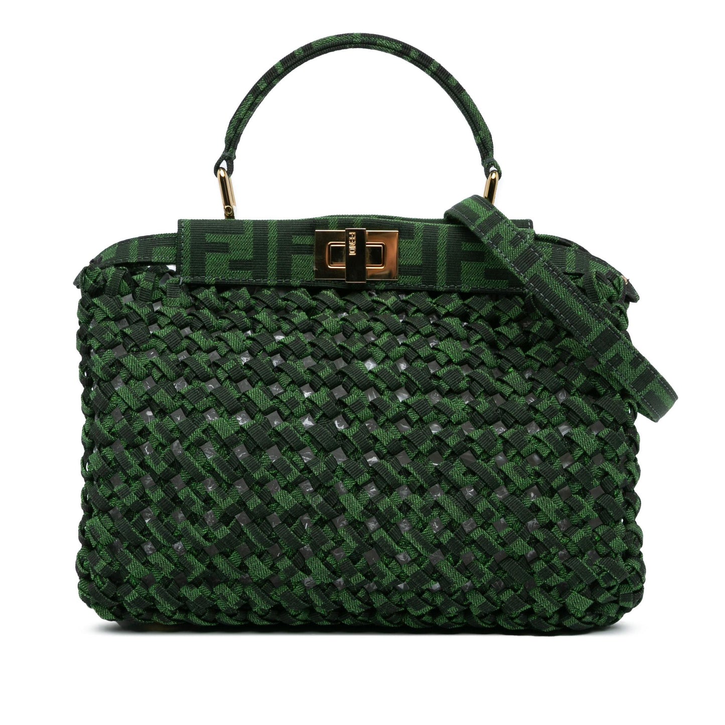 Fendi Mini Zucca Interlaced Canvas Iconic Peekaboo Satchel Shg-Hnjiei