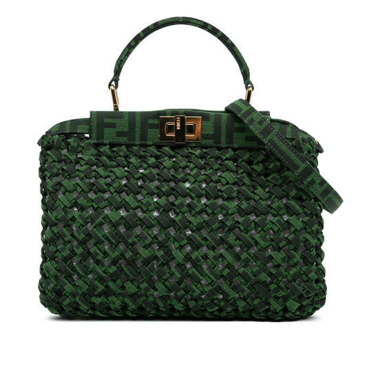 Fendi Mini Zucca Interlaced Canvas Iconic Peekaboo Satchel Shg-Hnjiei