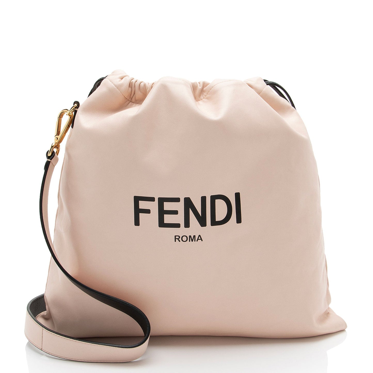 Fendi Nappa Leather Drawstring Medium Shoulder Bag