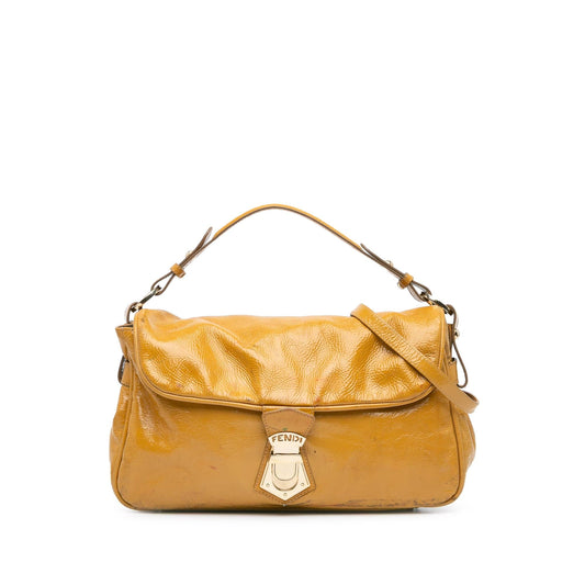 Fendi Patent Leather Push Lock Satchel