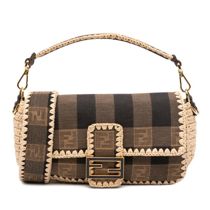 Fendi Baguette Canvas Red Shoulder Bag Style 42