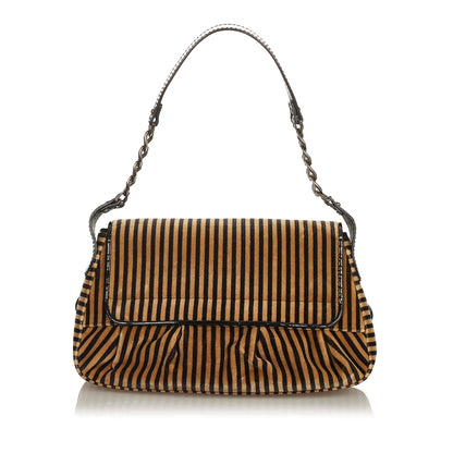 Fendi Pequin Velvet Shoulder Bag (SHG-28518)