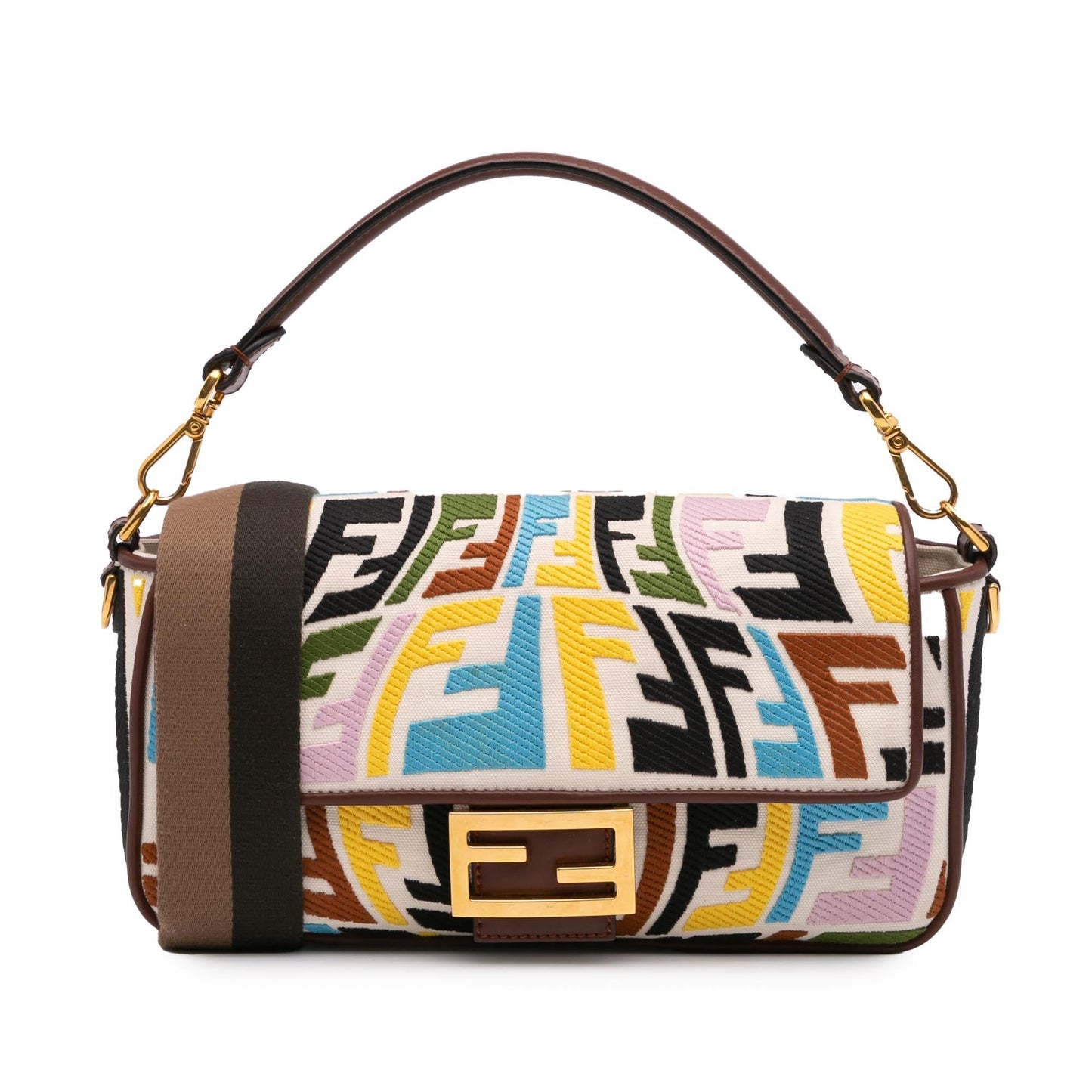 Fendi Baguette Canvas Red Shoulder Bag Style 44