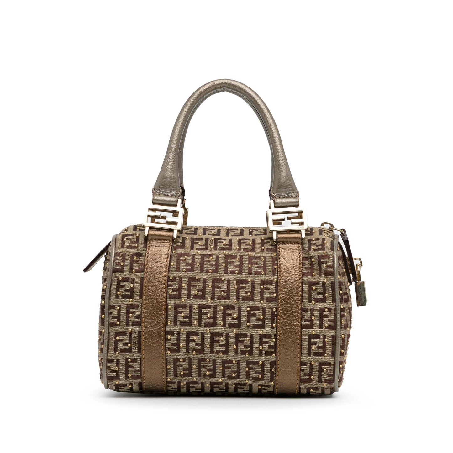 Fendi Studded Zucchino Boston Bag (SHG-q9Lttm)