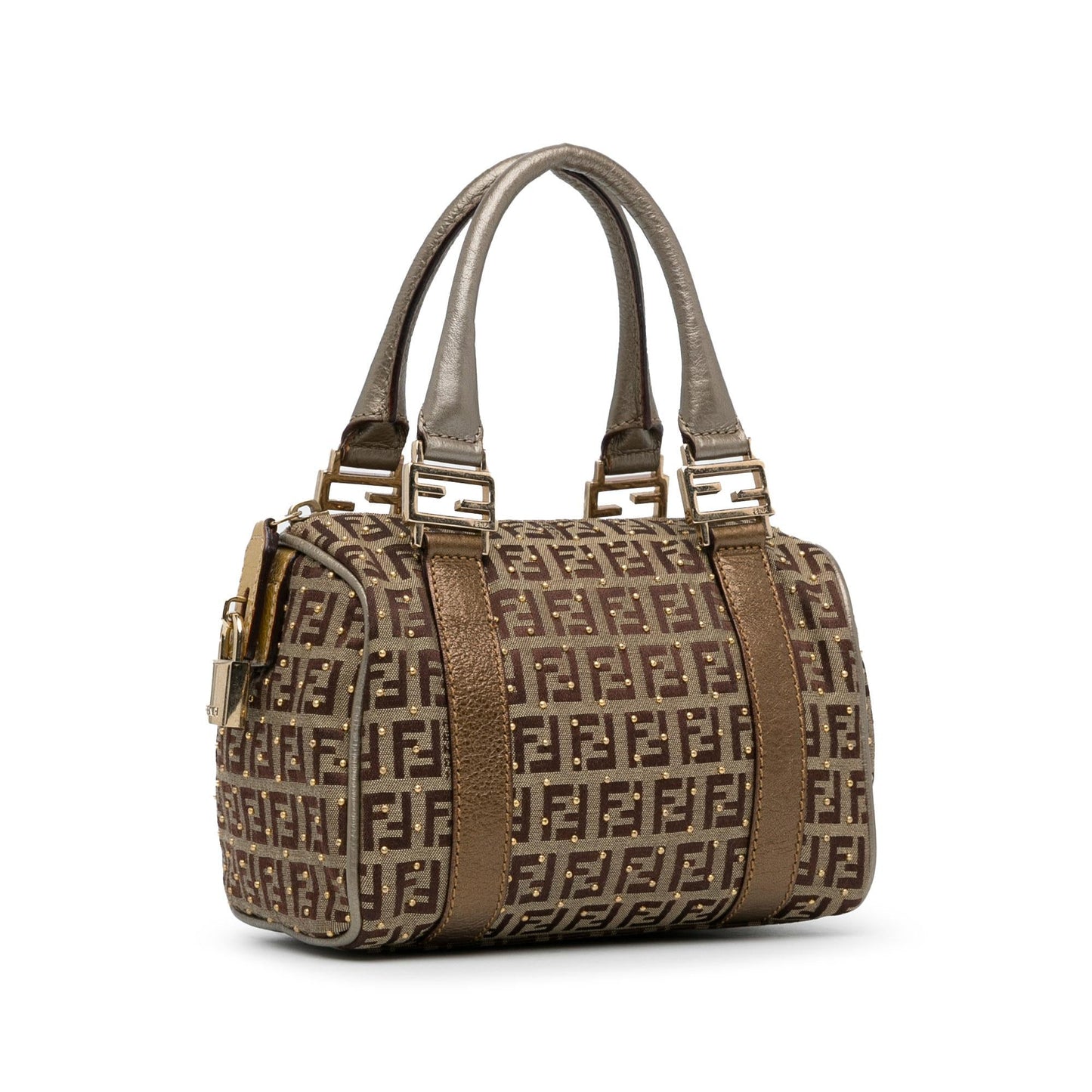 Fendi Studded Zucchino Boston Bag (SHG-q9Lttm)