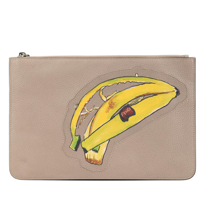 Fendi Sue Tilley Leather Banana Zip Clutch