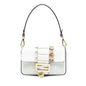 Fendi Versace Vitello Seta Fendace Mini Brooch Baguette Satchel