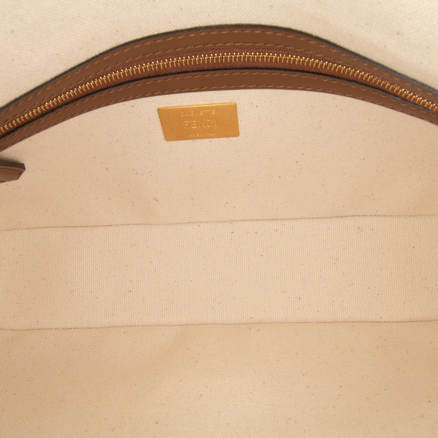 Fendi Zucca Canvas Embroidered Baguette Satchel