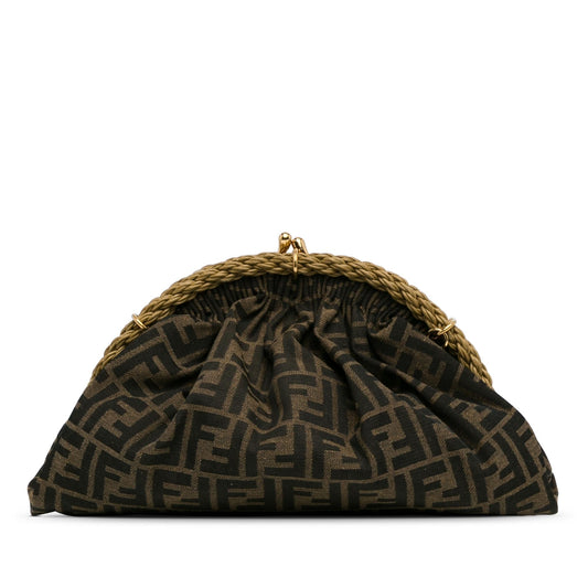 Fendi Zucca Canvas Shell Clutch (SHG-EBnBJ0)