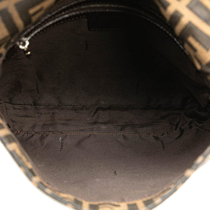 Fendi Zucca Embroidered Raffia Baguette Satchel