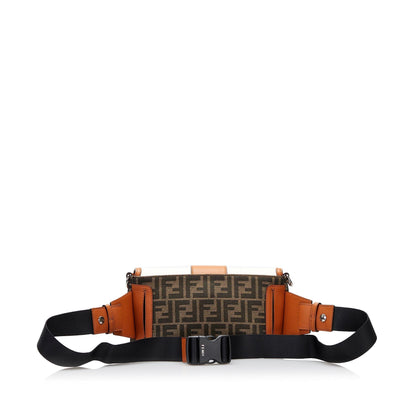 Fendi Zucca Embossed Metallic Leather Baguette Satchel