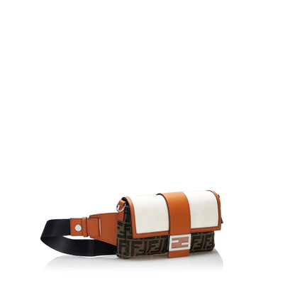 Fendi Zucca Embossed Metallic Leather Baguette Satchel