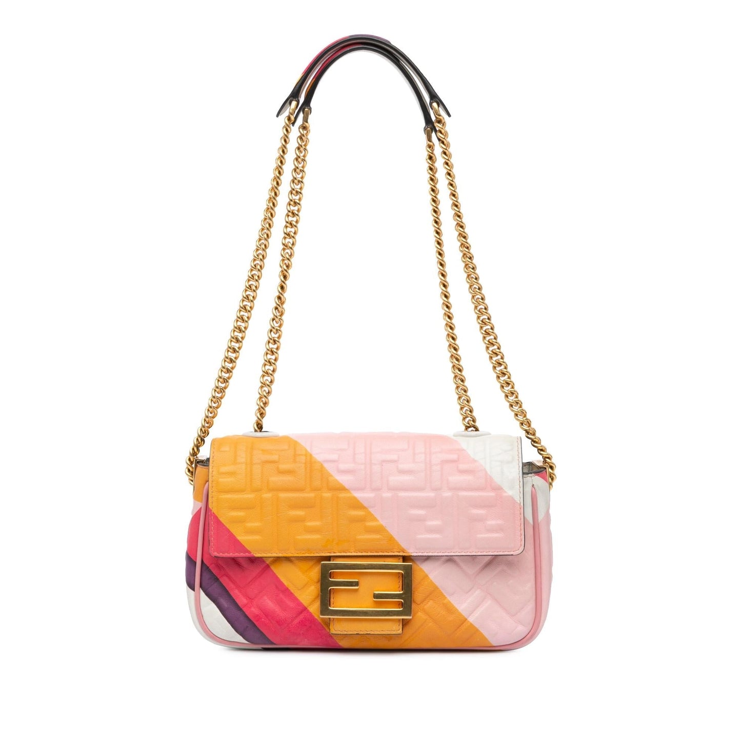 Fendi Zucca Embossed Chain Midi Baguette Shg-Twwttm