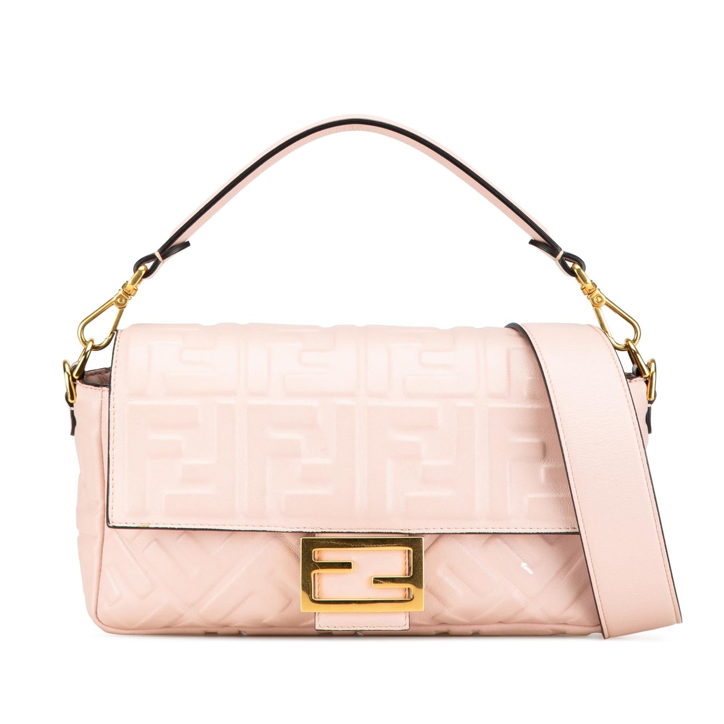 Fendi Zucca Embossed Leather Baguette Satchel