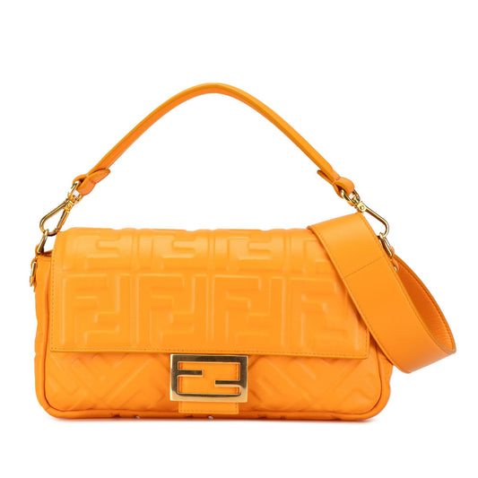 Fendi Zucca Embossed Leather Baguette Satchel Shg-Mbmqd4