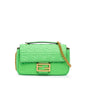 Fendi Zucca Embossed Leather Chain Midi Baguette Shg-Zules4