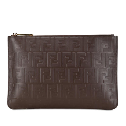 Fendi Zucca Embossed Zip Pouch (SHG-pMFnGr)