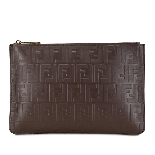 Fendi Zucca Embossed Zip Pouch (SHG-pMFnGr)