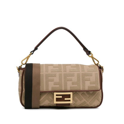 Fendi Baguette Canvas Red Shoulder Bag Canvas