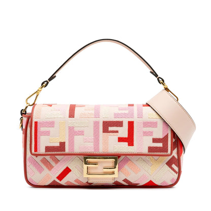 Fendi Baguette Canvas Red Shoulder Bag Style 16