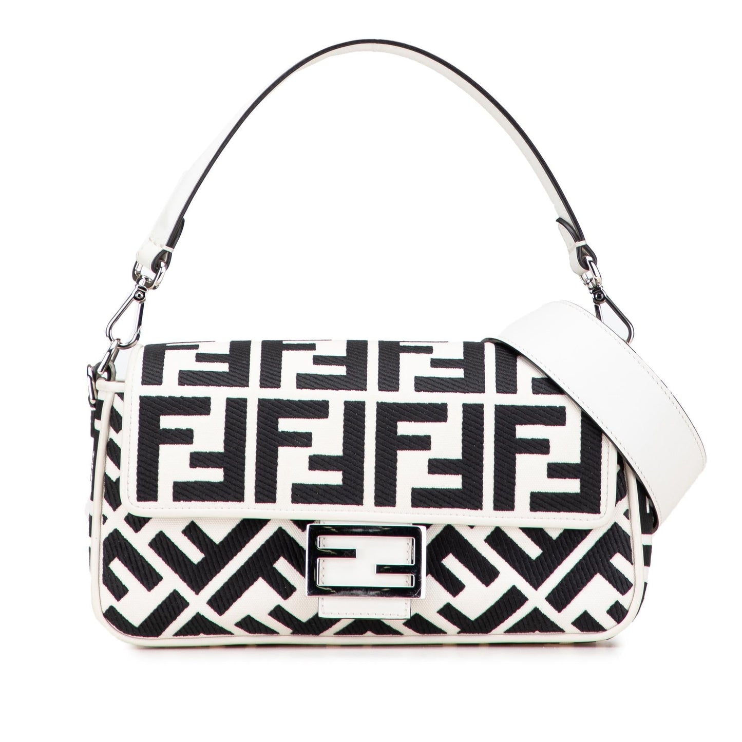 Fendi Baguette Canvas Red Shoulder Bag Style 45