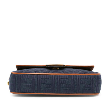 Fendi Large Zucca Embossed Velvet Baguette Satchel