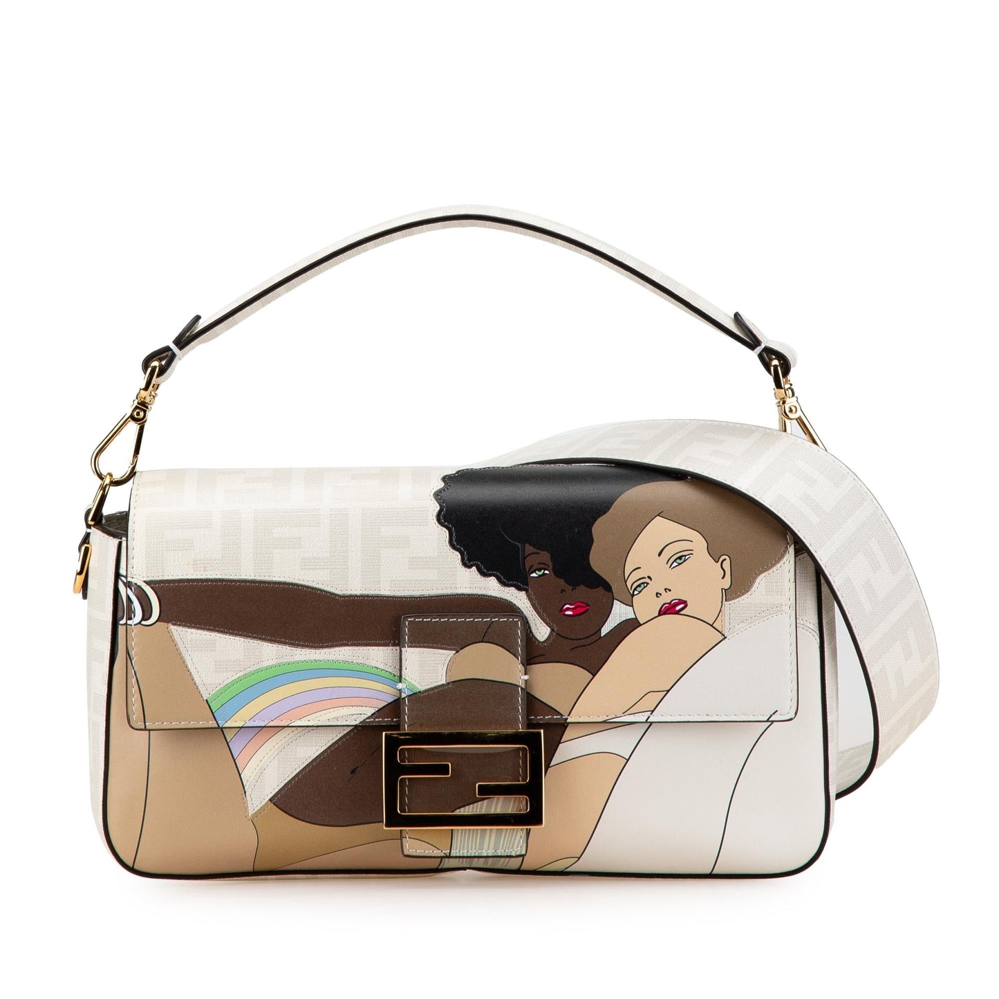 Fendi Baguette Canvas Red Shoulder Bag Style 3