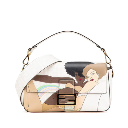 Fendi Baguette Canvas Red Shoulder Bag Style 23