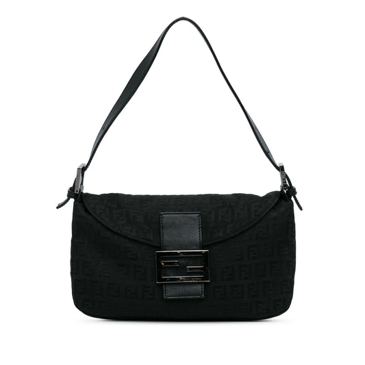 Fendi Zucchino Canvas Double Flap Baguette (SHG-l5oJft)