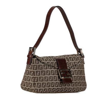 Fendi Zucchino Canvas Double Flap Shoulder Bag (SHG-mBkFfe)