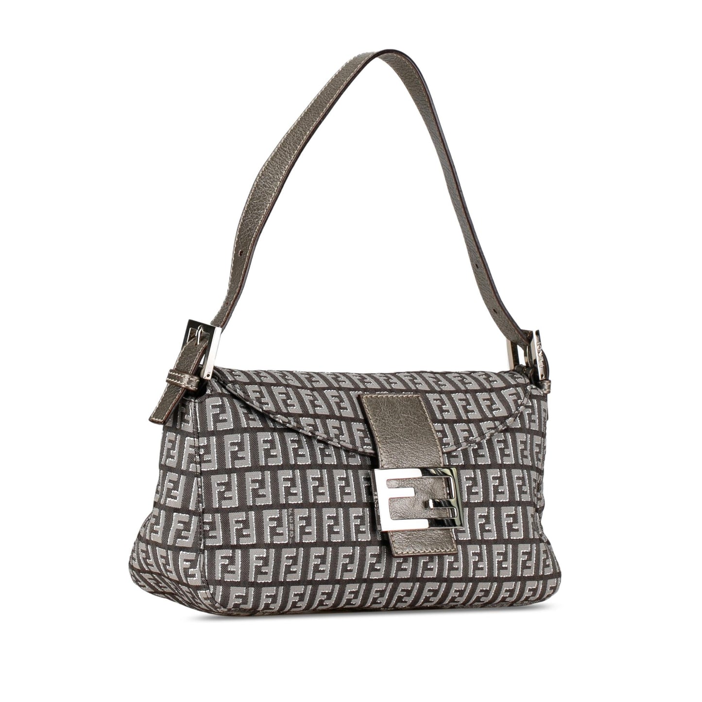 Fendi Zucchino Canvas Double Flap Shoulder Bag (SHG-C7qWAj)