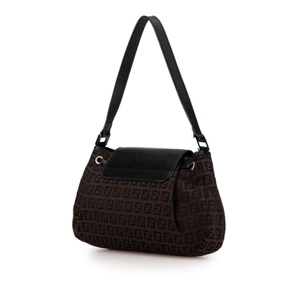 Fendi Zucchino Canvas Flap Shoulder Bag (SHG-lKn300)