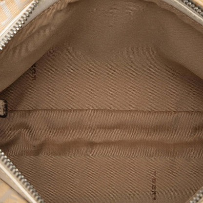 Fendi Zucchino Canvas And Metallic Leather Compilation Shoulder Bag