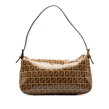 Fendi Zucchino Crystal Double Flap Shoulder Bag (SHG-wzAbEZ)