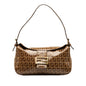 Fendi Zucchino Crystal Double Flap Shoulder Bag (SHG-wzAbEZ)
