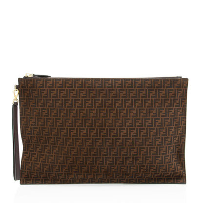 Fendi Zucchino Suede Large Flat Pouch