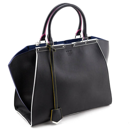 Fendi Black Smooth Calfskin Multicolor Contrast-Trim 3jours Bag