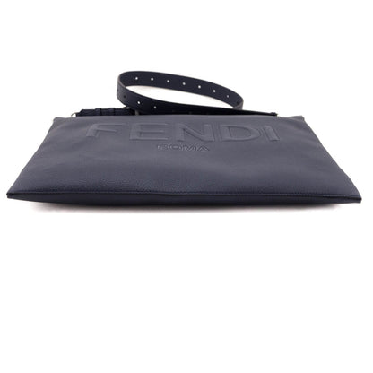 Fendi Dark Blue Vitello Cher Logo Embossed After Messenger Bag