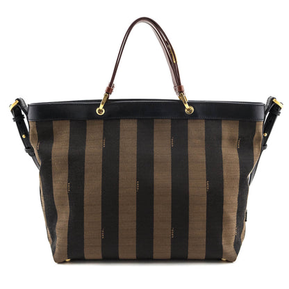 Fendi Tobacco Pequin Striped Vitello Tote