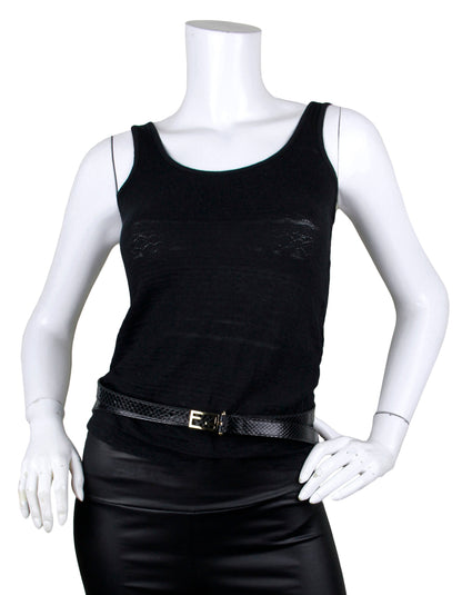 Fendi Black Snake Print Thin Baguette Double Wrap Belt sz 75/ 30"