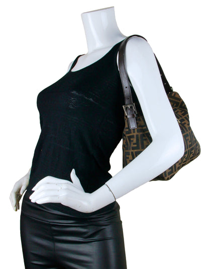 Fendi Tobacco Zucca Monogram Flap Baguette Bag