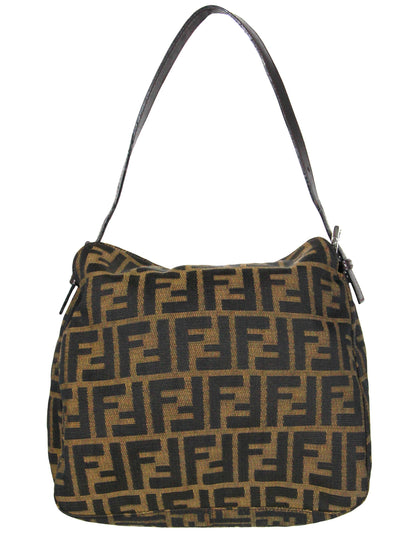Fendi Tobacco Zucca Monogram Flap Baguette Bag