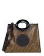 Fendi Mogano Panna Glazed Fabric Monogram FF 1974 Medium Tote
