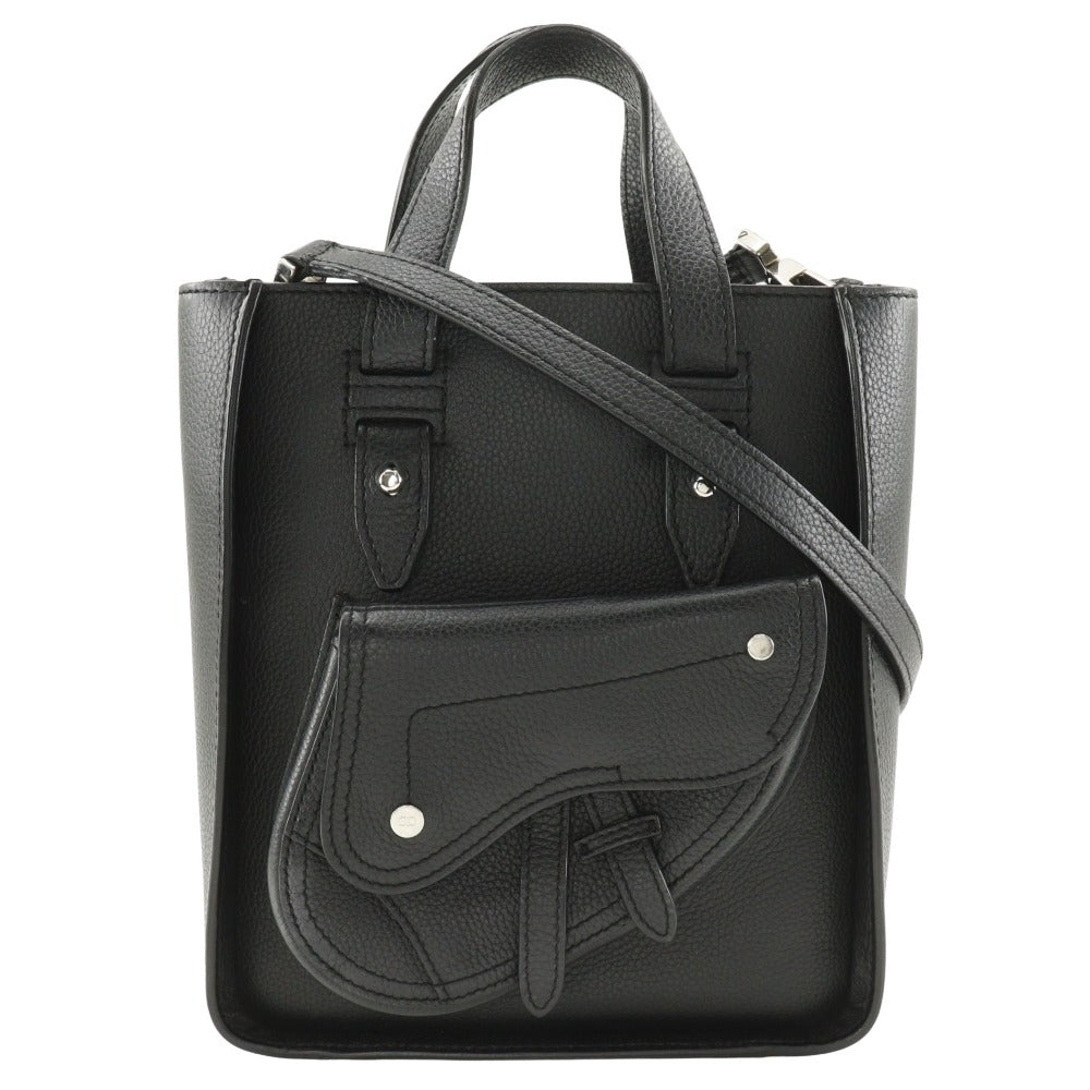 Christian Dior Handbag Calfskin black 2WAYShoulder Bag Saddle Mini Tote Women