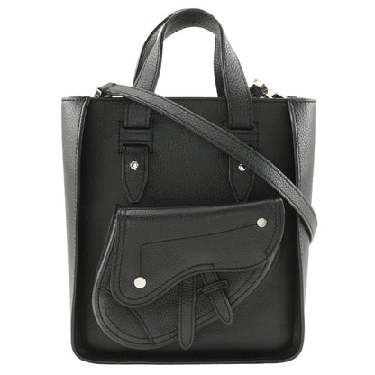 Christian Dior Handbag Calfskin black 2WAYShoulder Bag Saddle Mini Tote Women