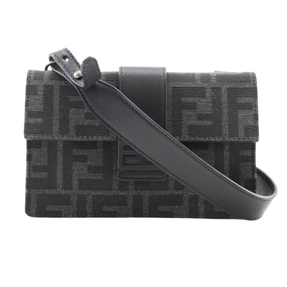 Fendi Marsupio Baguette Nylon Canvas×Leather Shoulder Bag