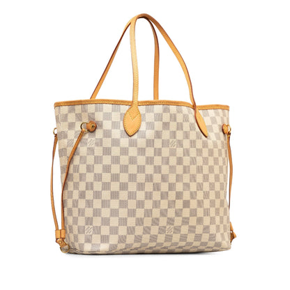 Beige Louis Vuitton Damier Azur Neverfull MM Tote Bag