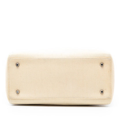 White Dior Medium Canvas Lady Dior Satchel