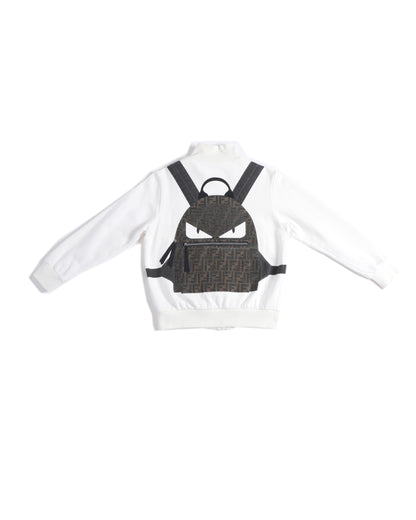 Fendi Kids Zipper Jacket In White Boys