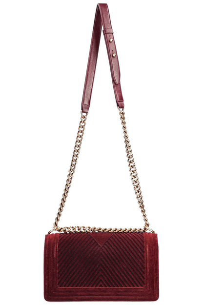 Chanel Boy Bag Medium Velvet Burgundy